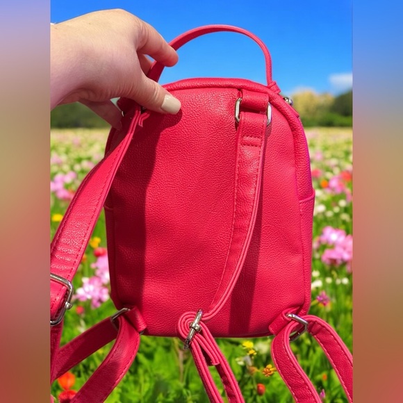 Betsey Johnson Hot Pink Mini Dog Floral Interior Backpack approx 9”x 6.5”x 3.5” - Picture 9 of 15